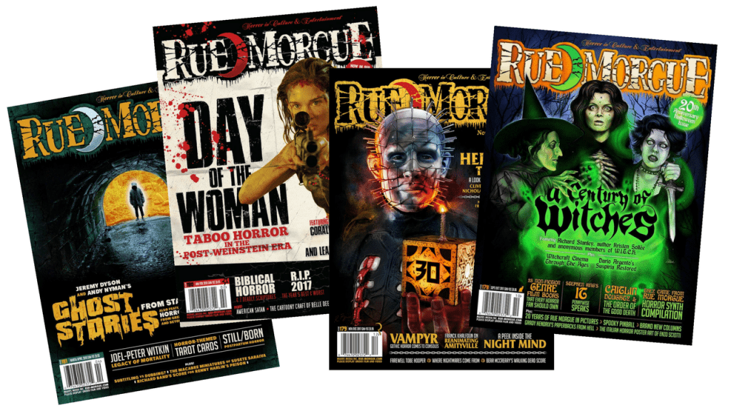 The Homicidal Homemaker featured in every issue of Rue Morgue Magazine