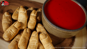 Severed Soft Pretzel Fingers & Bloody Beer Cheese Dipping Sauce