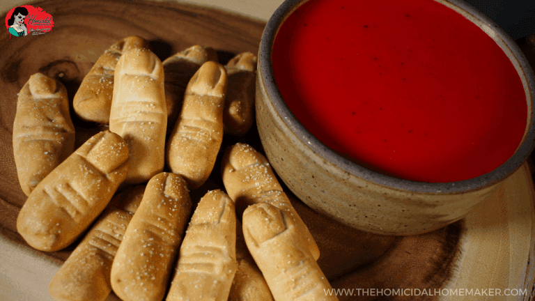 Severed Soft Pretzel Fingers Bloody Beer Cheese Dipping Sauce