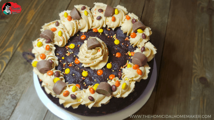 Chocolate Peanut Butter Cookie Cake — The Ultimate Halloween Dessert! Chocolate Peanut Butter Cookie Cake — The Ultimate Halloween Dessert!