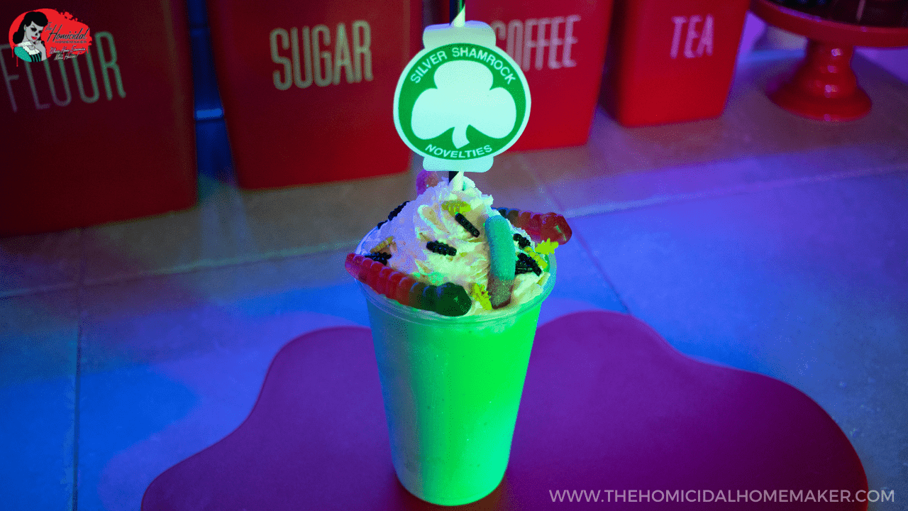 Alcoholic Silver Shamrock milkshakes inspired by the horror film Halloween 3: Season of the Witch