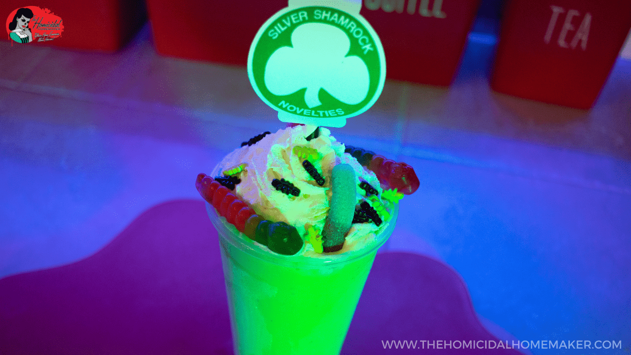 Alcoholic Silver Shamrock milkshakes inspired by the horror film Halloween 3: Season of the Witch