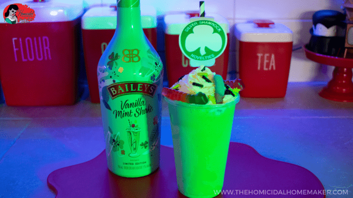 Alcoholic Silver Shamrock milkshakes inspired by the horror film Halloween 3: Season of the Witch