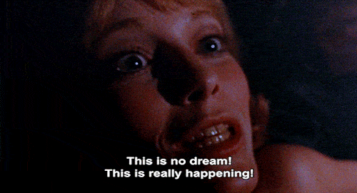 "This is no dream! This is really happening!" scene from the film "Rosemary's Baby".