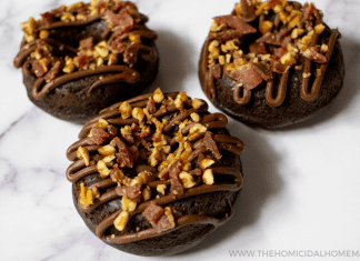 "Wolfcop" Liquor Donuts with Maple, Chocolate, Bourbon, and Toasted Pecan and Bacon Crumble