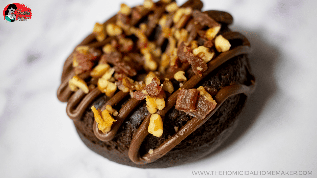 "Wolfcop" Liquor Donuts with Maple, Chocolate, Bourbon, and Toasted Pecan and Bacon Crumble